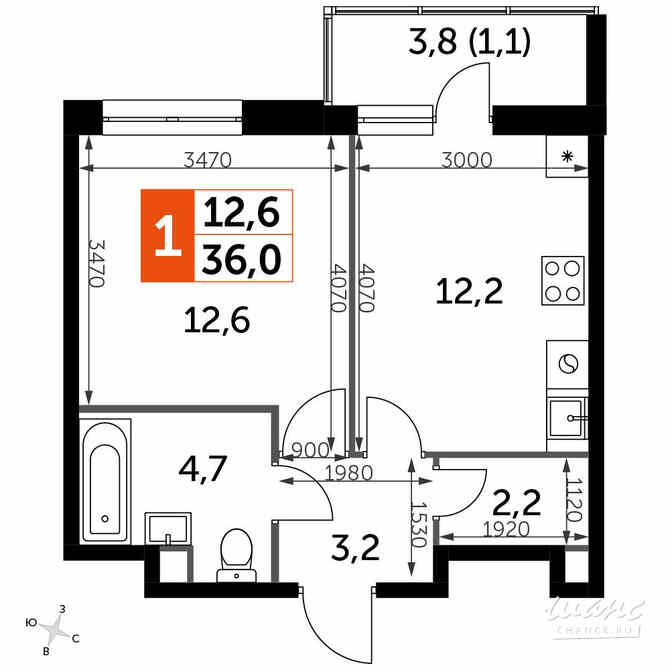 1-к квартира, 36 м², этаж 5/9 Мытищи - изображение 3