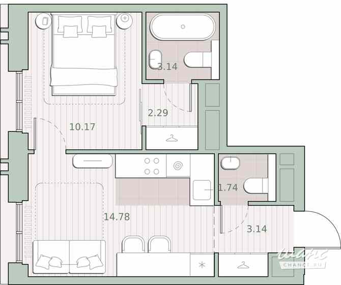 1-к квартира, 35.26 м², этаж 2/30 Москва - изображение 1