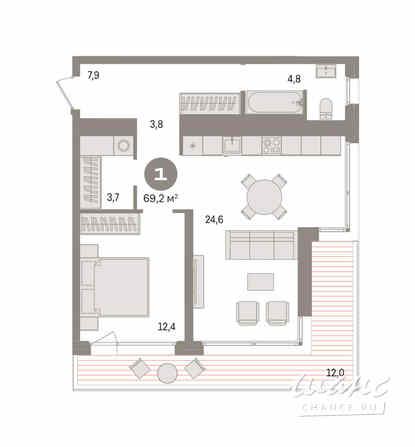 1-к квартира, 57.1 м², этаж 14/16 Новосибирск - изображение 3