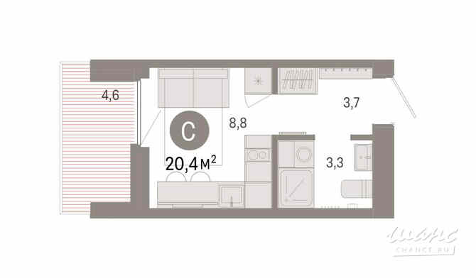 1-к квартира, 20.4 м², этаж 7/9 Екатеринбург - изображение 3