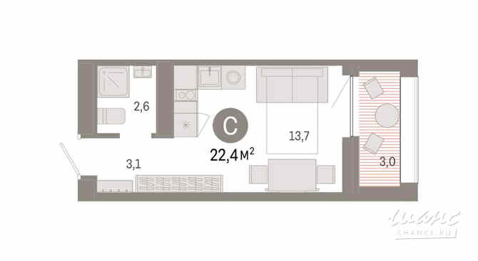 1-к квартира, 22.4 м², этаж 13/17 Новосибирск - изображение 3