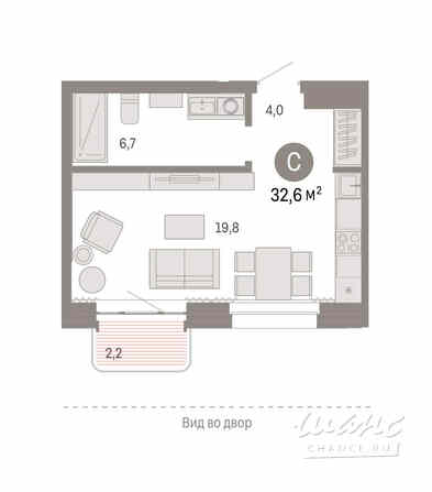 1-к квартира, 32.57 м², этаж 7/10 Новосибирск - изображение 3