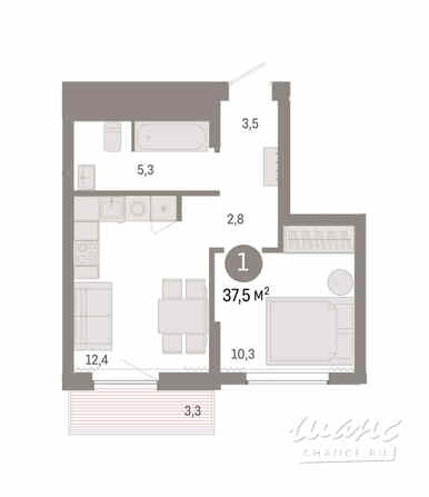 1-к квартира, 37.1 м², этаж 6/8 Новосибирск - изображение 3