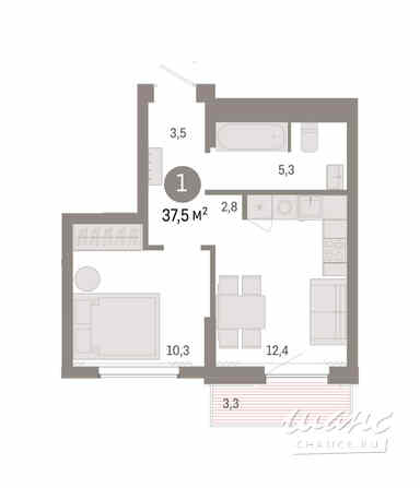 1-к квартира, 37.3 м², этаж 7/8 Новосибирск - изображение 3