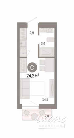 1-к квартира, 24.2 м², этаж 2/8 Новосибирск - изображение 3