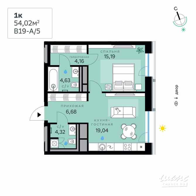 1-к квартира, 54.02 м², этаж 2/12 Москва - изображение 3