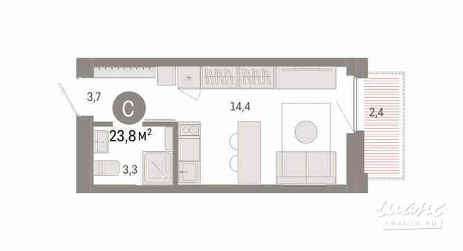 1-к квартира, 23.81 м², этаж 2/9 Тюмень - изображение 3