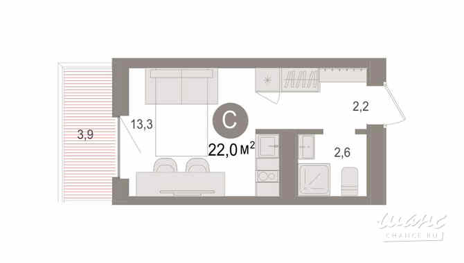 1-к квартира, 22.03 м², этаж 7/9 Новосибирск - изображение 3