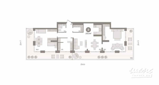 2-к квартира, 175.6 м², этаж 7/7 Новосибирск - изображение 3