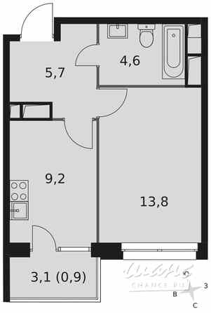 1-к квартира, 34.1 м², этаж 21/22 Москва - изображение 3