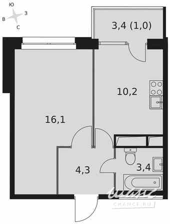 1-к квартира, 35.4 м², этаж 20/22 Москва - изображение 3