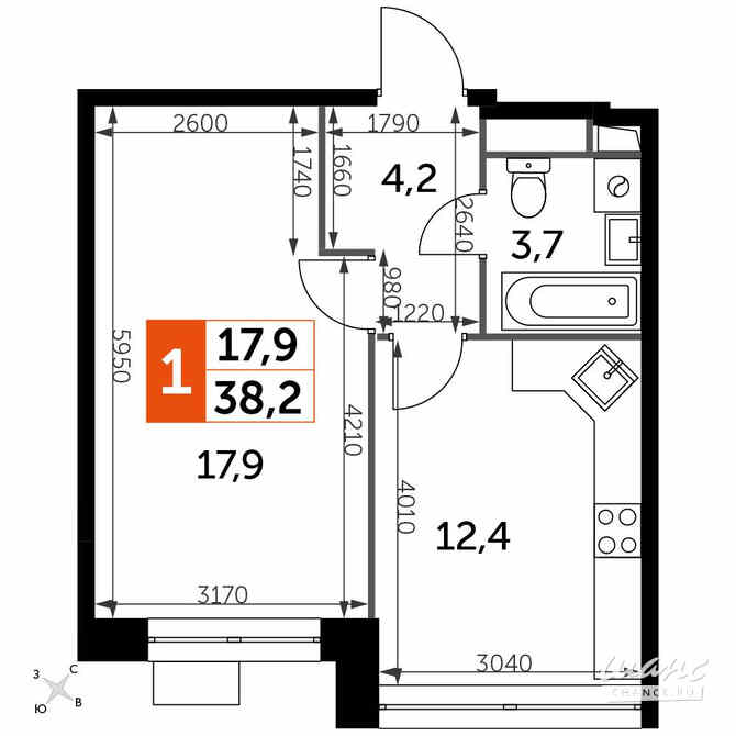 1-к квартира, 38.2 м², этаж 10/12 Москва - изображение 3