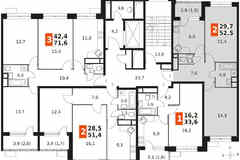 2-к квартира, 52.4 м², этаж 8/9