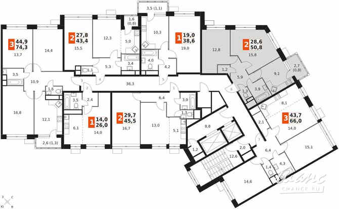 2-к квартира, 52.1 м², этаж 6/22 Москва - изображение 1