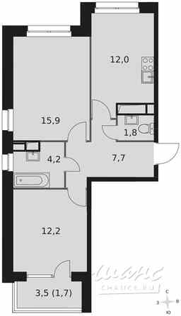 2-к квартира, 55.7 м², этаж 4/21 Москва - изображение 3