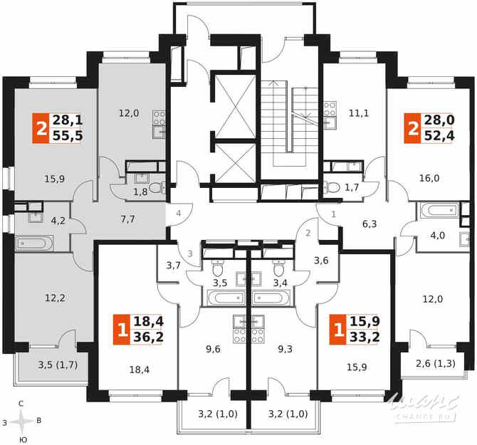 2-к квартира, 55.7 м², этаж 4/21 Москва - изображение 1