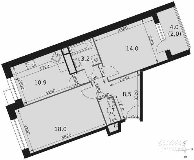 2-к квартира, 58.1 м², этаж 8/9 Москва - изображение 3