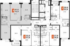3-к квартира, 76.9 м², этаж 4/21