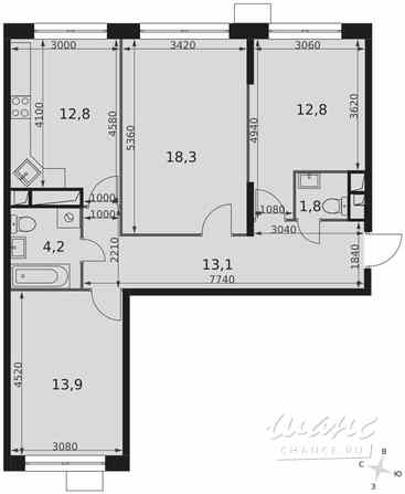 3-к квартира, 76.9 м², этаж 4/21 Москва - изображение 3