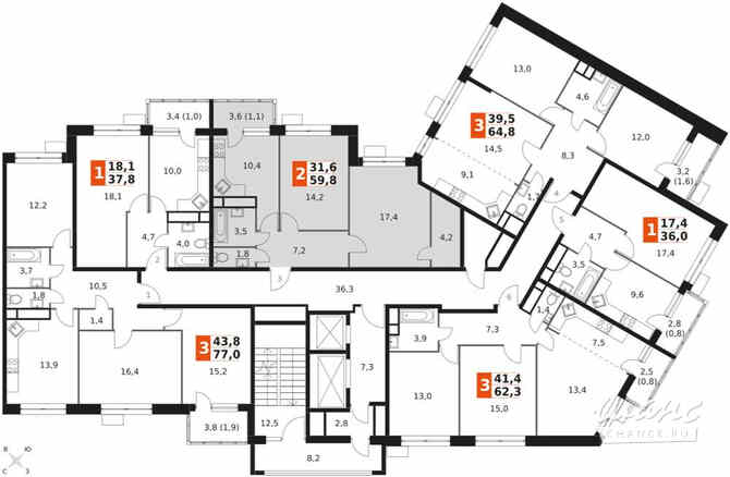 2-к квартира, 59.8 м², этаж 14/17 Москва - изображение 1