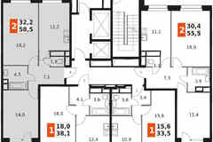 2-к квартира, 58.3 м², этаж 8/12