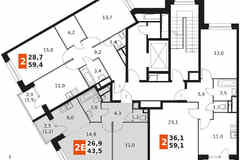 2-к квартира, 43.7 м², этаж 7/9