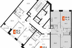 3-к квартира, 71.2 м², этаж 8/9