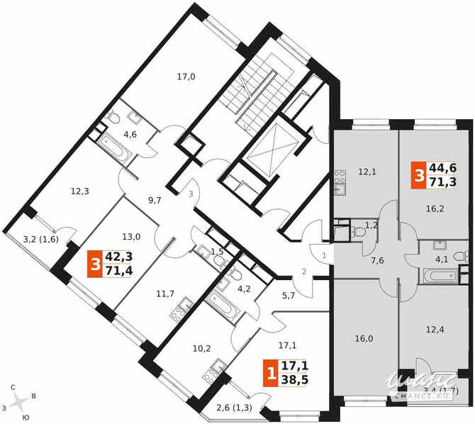 3-к квартира, 71.2 м², этаж 8/9 Москва - изображение 1