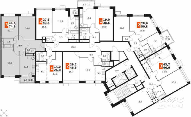3-к квартира, 74.3 м², этаж 8/22 Москва - изображение 1