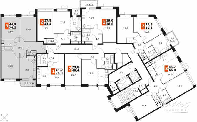 3-к квартира, 74.3 м², этаж 14/22 Москва - изображение 1