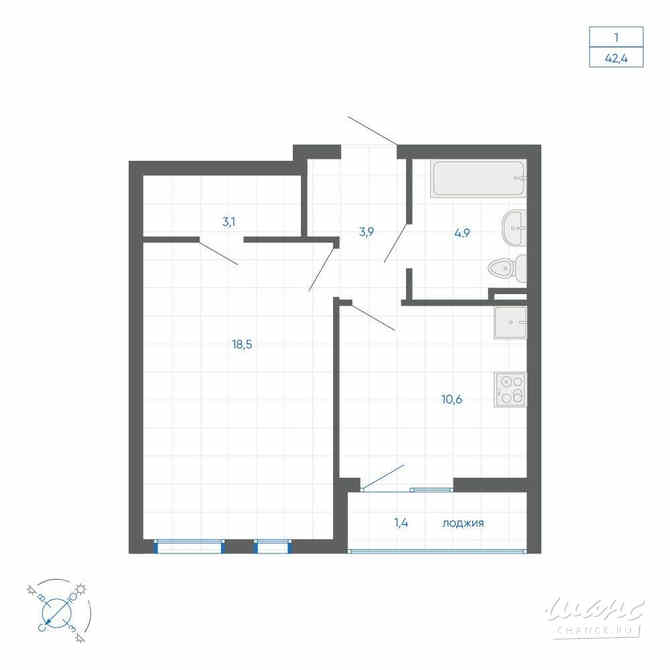 1-к квартира, 42.6 м², этаж 18/32 Екатеринбург - изображение 3