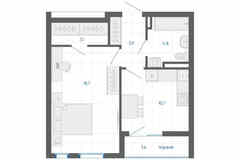 1-к квартира, 42.6 м², этаж 19/32