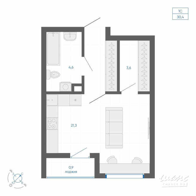 1-к квартира, 30.4 м², этаж 1/32 Екатеринбург - изображение 1