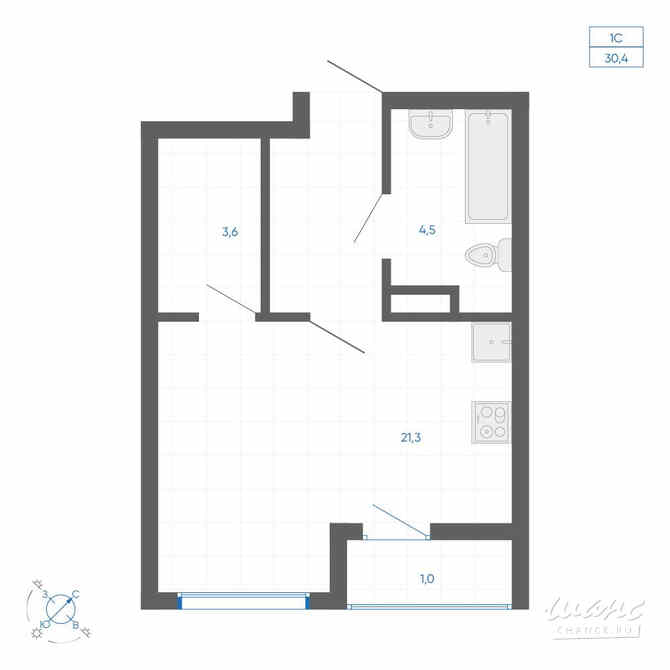 1-к квартира, 30.4 м², этаж 2/32 Екатеринбург - изображение 3
