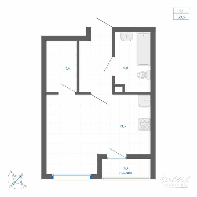1-к квартира, 30.5 м², этаж 1/32 Екатеринбург - изображение 3
