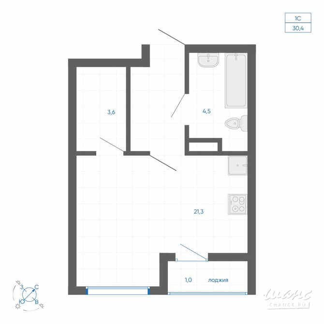 1-к квартира, 30.4 м², этаж 3/32 Екатеринбург - изображение 3