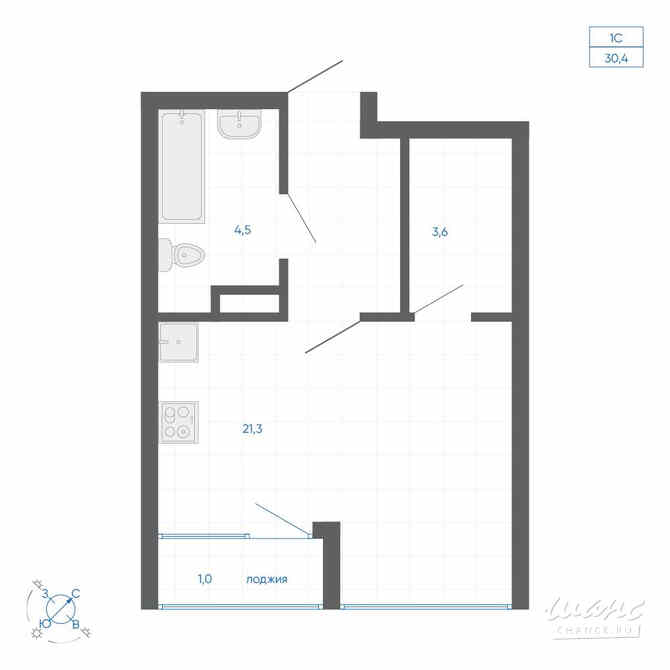 1-к квартира, 30.4 м², этаж 4/32 Екатеринбург - изображение 3