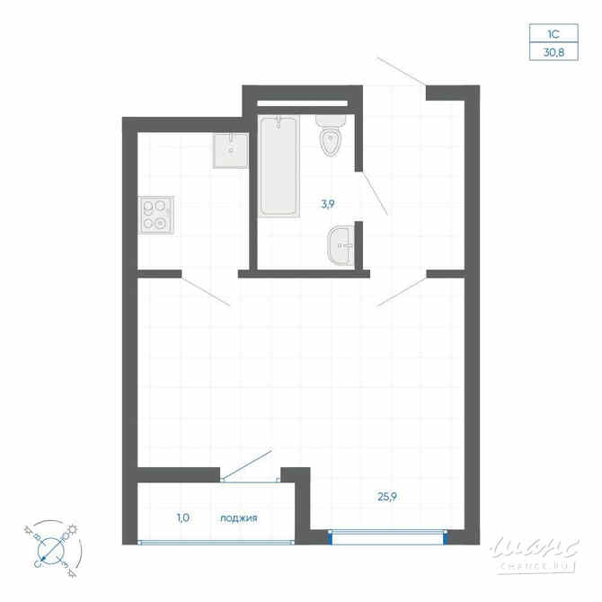 1-к квартира, 30.8 м², этаж 2/15 Екатеринбург - изображение 3
