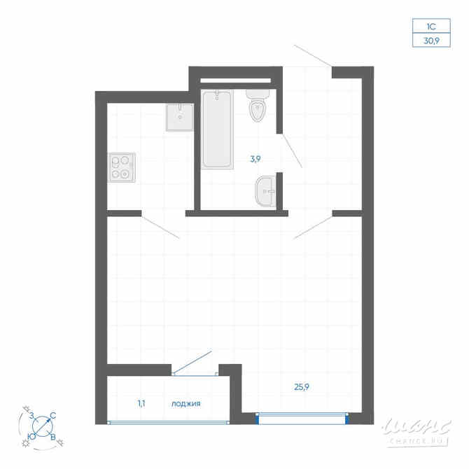 1-к квартира, 30.9 м², этаж 4/32 Екатеринбург - изображение 3