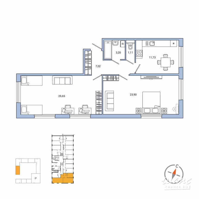 2-к квартира, 72.2 м², этаж 1/7 Санкт-Петербург - изображение 3