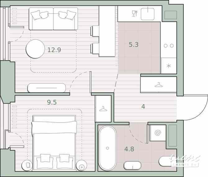1-к квартира, 36.5 м², этаж 10/27 Москва - изображение 1