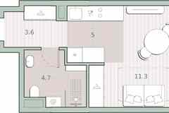 1-к квартира, 24.6 м², этаж 9/13