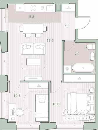 2-к квартира, 55 м², этаж 15/27 Москва - изображение 1