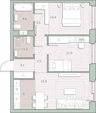 2-к квартира, 60.4 м², этаж 2/27 Москва - изображение 1