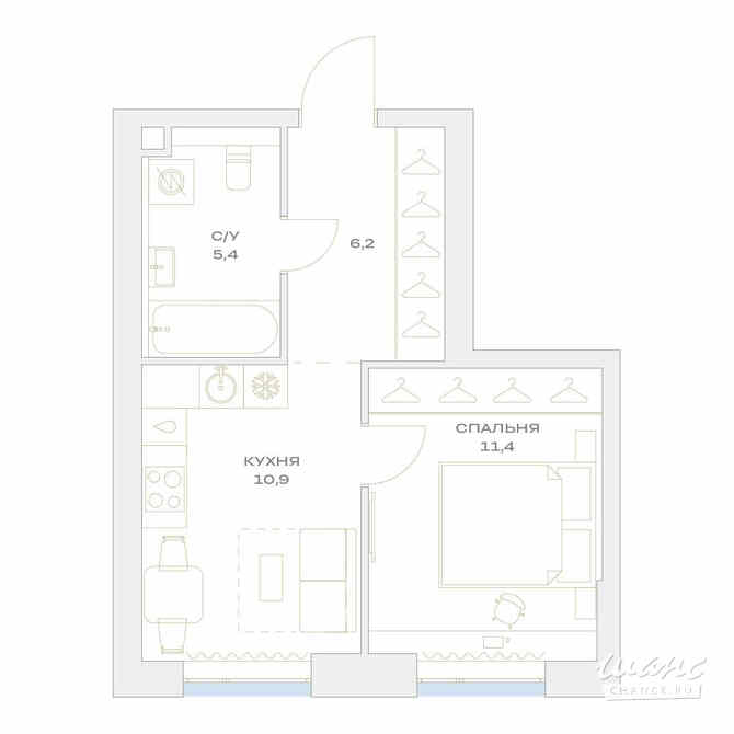 1-к квартира, 33.9 м², этаж 2/17 Москва - изображение 3
