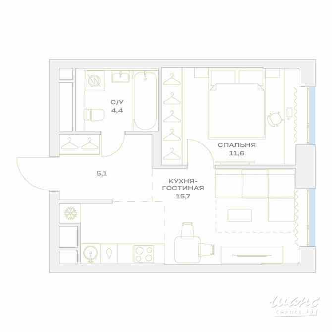 2-к квартира, 36.8 м², этаж 8/17 Москва - изображение 3