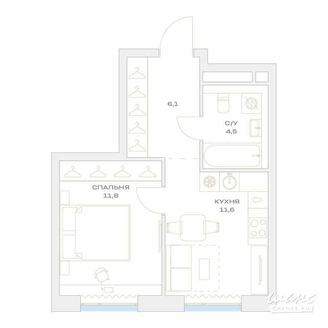 1-к квартира, 34 м², этаж 12/17 Москва - изображение 3