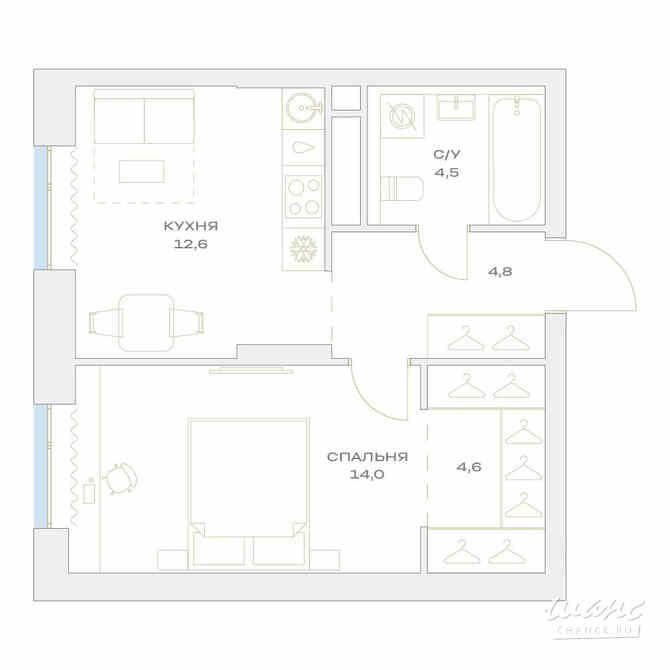 1-к квартира, 40.5 м², этаж 11/17 Москва - изображение 3