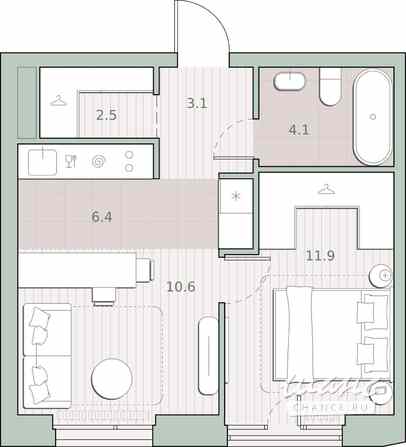 1-к квартира, 38.6 м², этаж 11/27 Москва - изображение 1