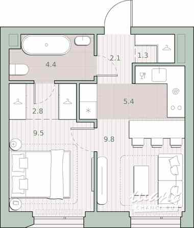 1-к квартира, 35.3 м², этаж 2/27 Москва - изображение 1